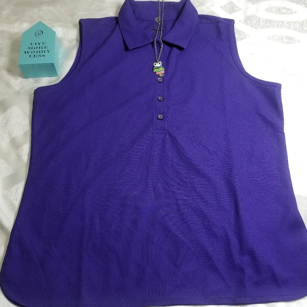 Womens sleeveless golf shirt.